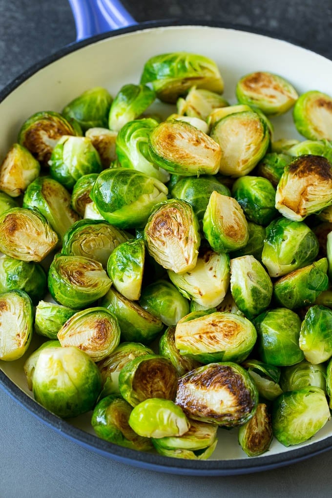Sauteed Brussels Sprouts Recipe | Brussels Sprouts Side Dish #brusselssprouts #sprouts #veggies #sidedish #garlic #vegetarian #dinner #sadud Halved sprouts cooked until browned.