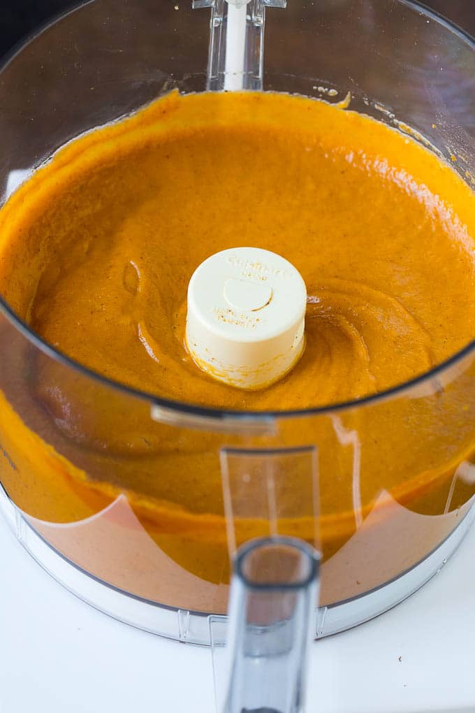 Homemade Pumpkin Pie Recipe | Pumpkin Pie #pie #pumpkin #baking #thanksgiving #fall #dessert #sadud Pie filling pureed in a food processor.