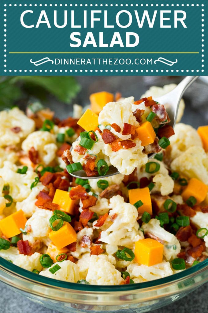 Cauliflower Salad Recipe #salad #cauliflower #bacon #lowcarb #keto #dinner #sadud