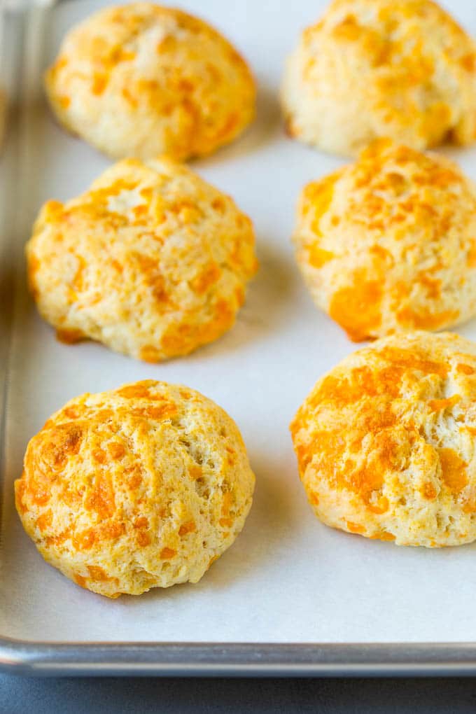 Chicken Pot Pie Soup Recipe | Chicken Soup #soup #chicken #dinner #comfortfood #sadud Baked biscuits on a sheet pan.