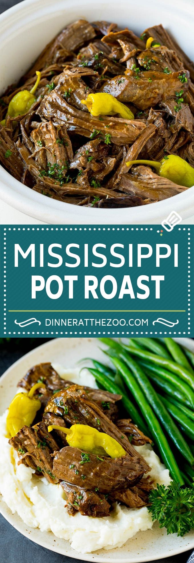 Mississippi Pot Roast #slowcooker #potroast #beef #crockpot #dinner #sadud