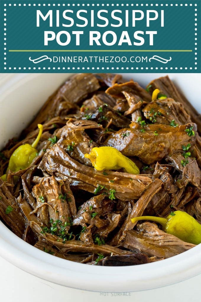 Mississippi Pot Roast #slowcooker #potroast #beef #crockpot #dinner #sadud
