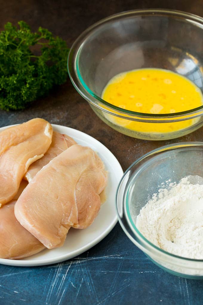 Chicken Francese Recipe #chicken #lemon #dinner #sadud Chicken breasts, seasoned flour and egg batter.