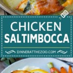 Chicken saltimbocca is chicken cutlets flavored with sage and prosciutto in a lemon sauce. #chicken #sadud