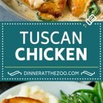 This Tuscan chicken is golden brown chicken breasts coated in a creamy parmesan, mushroom, sun dried tomato and spinach sauce.