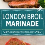 This London broil marinade is made with a savory blend of olive oil, lemon juice, soy sauce and plenty of herbs and spices.