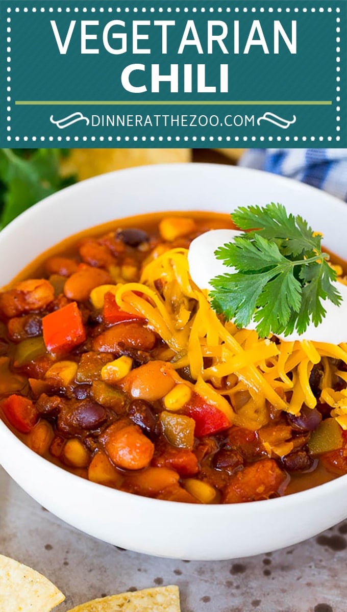 This vegetarian chili is a blend of colorful vegetables, two types of beans and tomatoes.