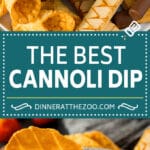 This cannoli dip is a blend of two types of sweet Italian cheeses, sugar and chocolate chips, all blended together to make a creamy dip that tastes just like the inside of a cannoli.