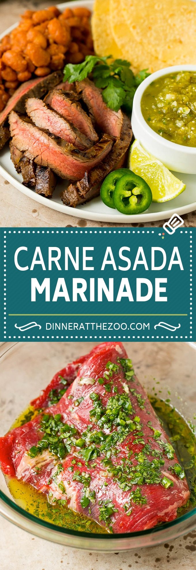 This carne asada marinade is a zesty blend of citrus, olive oil, fresh herbs and jalapeno, all combined to add plenty of flavor to steak.