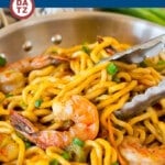This shrimp lo mein is succulent shrimp with vegetables and egg noodles, all tossed together in a savory sauce.