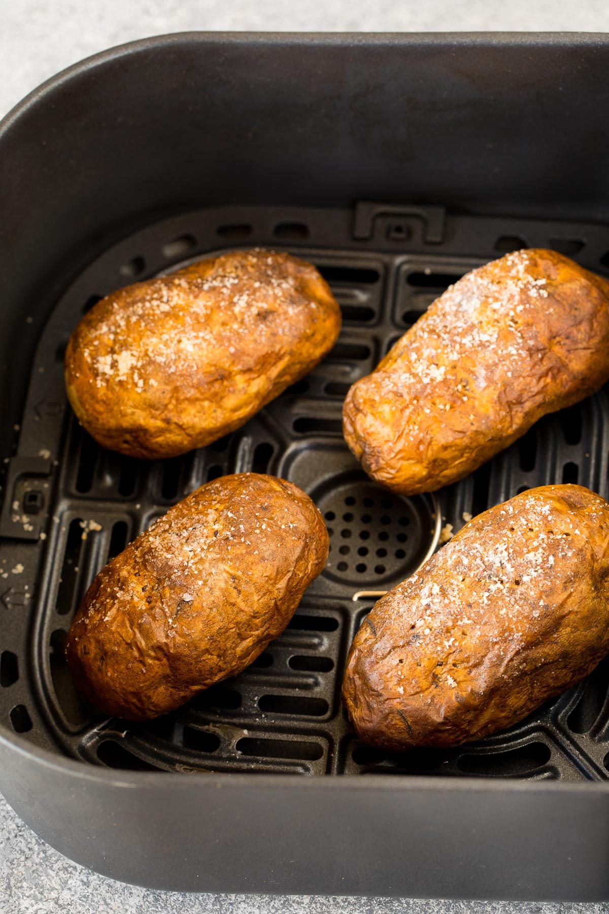 Cooked spuds in a basket.