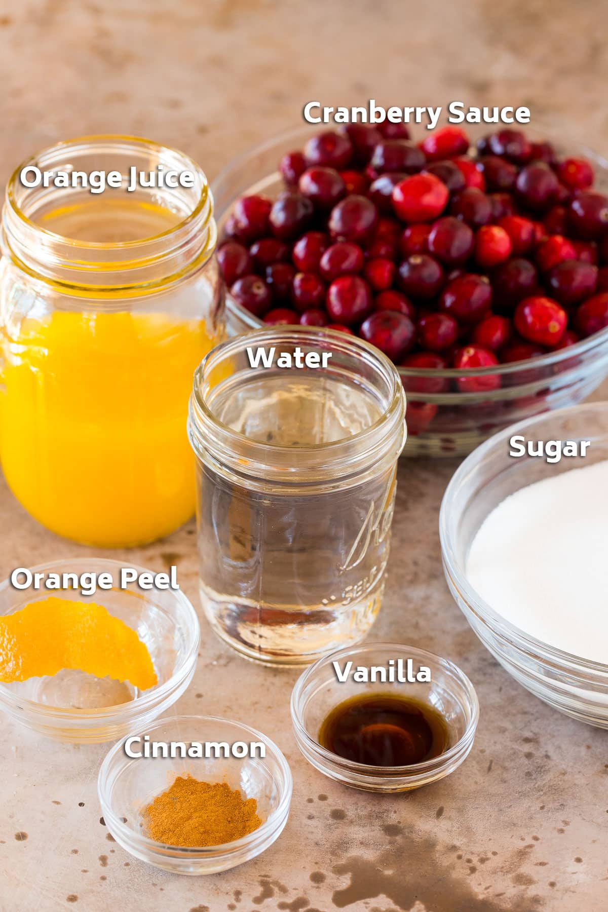 Bowls and jars of ingredients for this recipe.