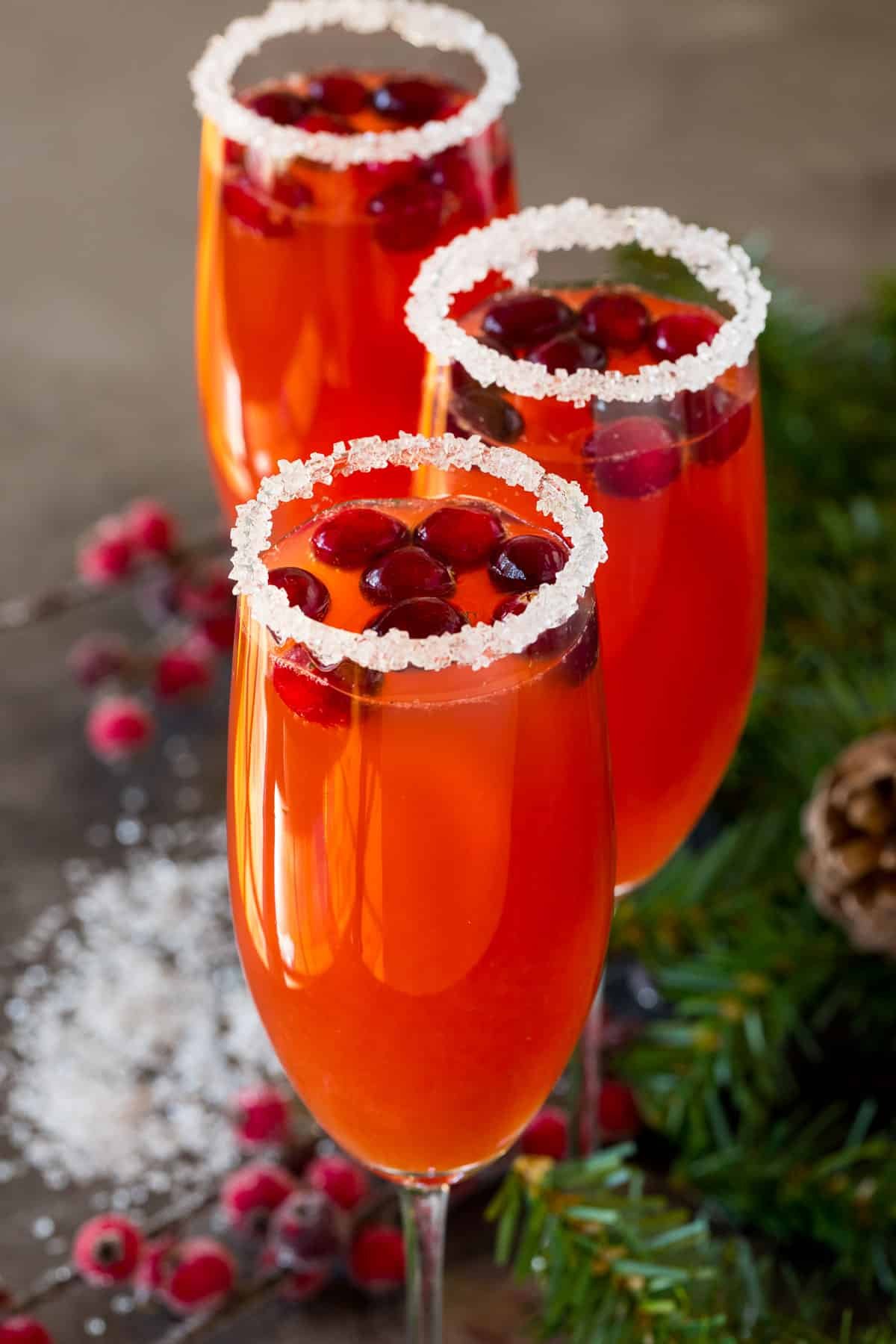 Glasses with a sugar rim, drink and a garnish.