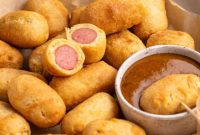 Crispy Air Fryer Mini Corn Dogs with Zesty Smoky Mustard Dip