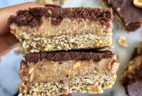 Decadent Peanut Caramel Oat Bars with Chocolate Ganache
