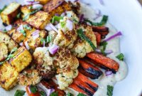 Roasted Vegetables with Creamy Garlic Tahini Yogurt