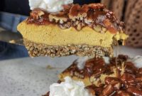 Decadent No-Bake Vegan Caramel Pumpkin Pecan Cheesecake