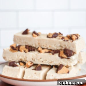 Finished 5-ingredient high-protein frozen yogurt bars with peanut butter cups.