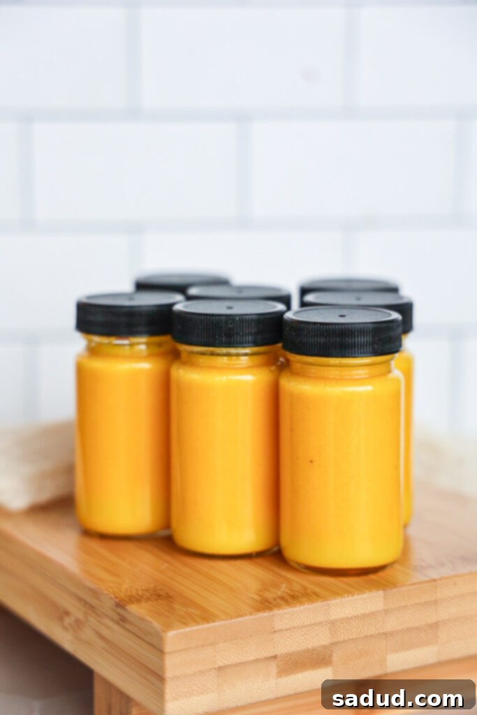 homemade ginger shots recipe made without a juicer.