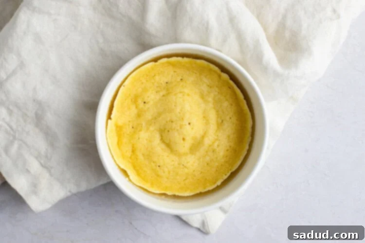 Microwaved keto english muffin in ramekin