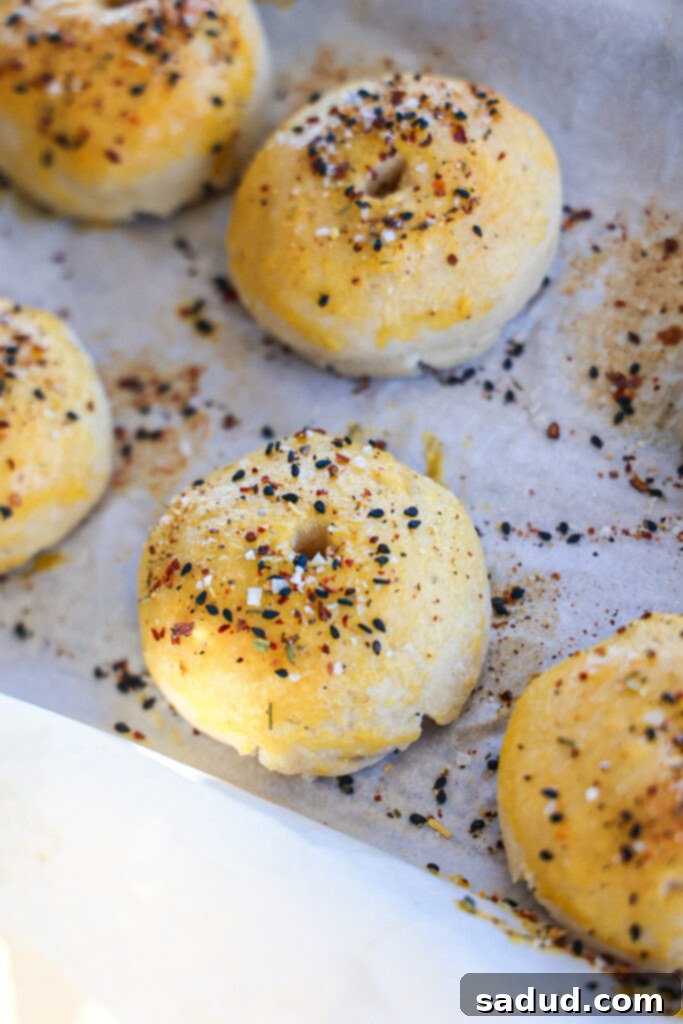 Freshly baked bagels with everything but the bagel seasoning.
