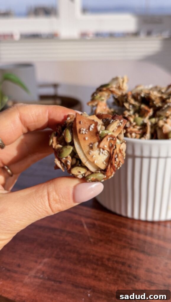 Healthy coconut clusters in a glass jar for storage