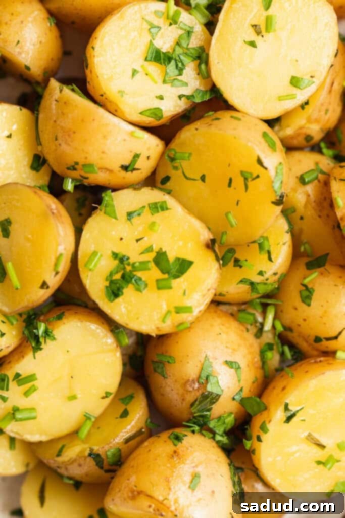 close-up overhead image of sous vide potatoes
