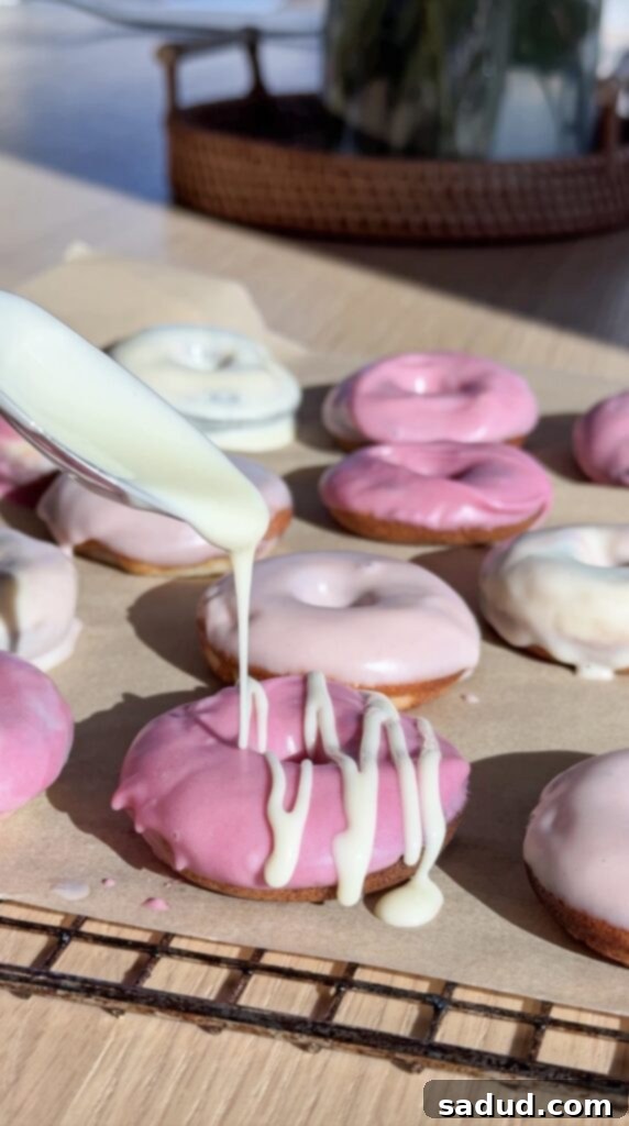 Pink frosted donuts for Valentine's Day