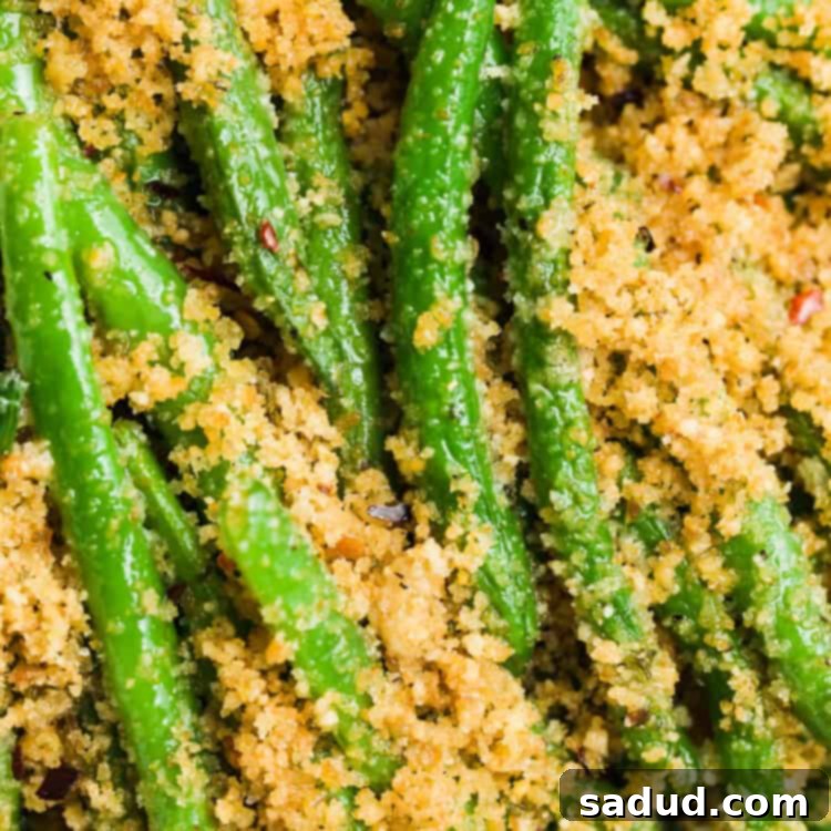 overhead close-up image of italian green beans