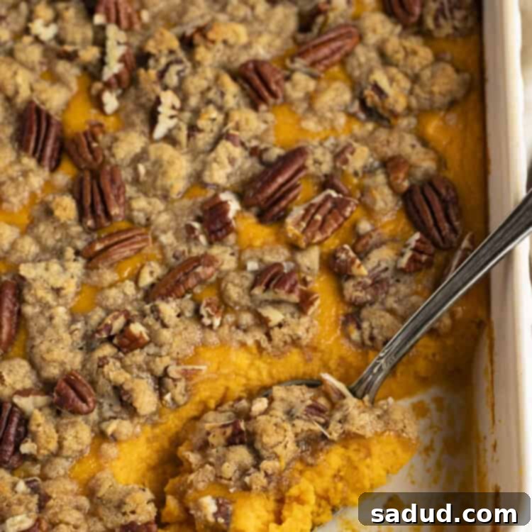 Sweet potato pudding in a casserole dish