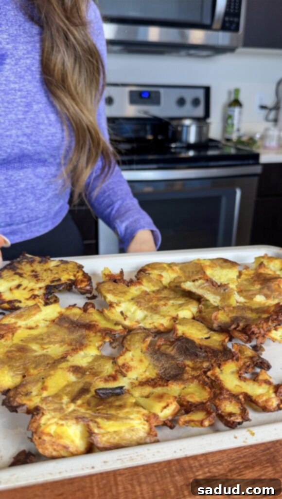 Perfectly Crispy Smashed Potatoes Fresh Out of the Oven