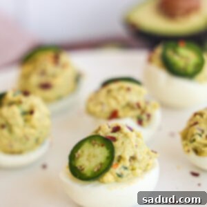 Delicious Avocado Deviled Eggs, a healthy and vibrant appetizer