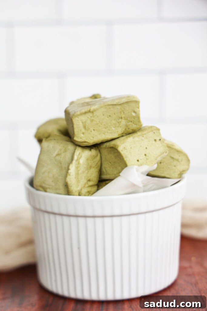 Homemade Matcha Marshmallows, naturally green and fluffy