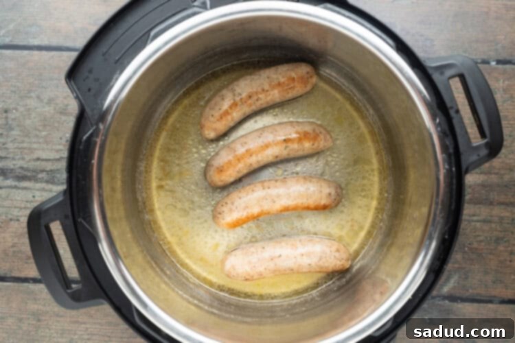 Instant Pot sealed with Italian sausage cooking inside