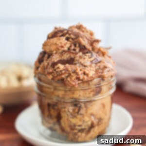 Creamy homemade cashew butter in a jar