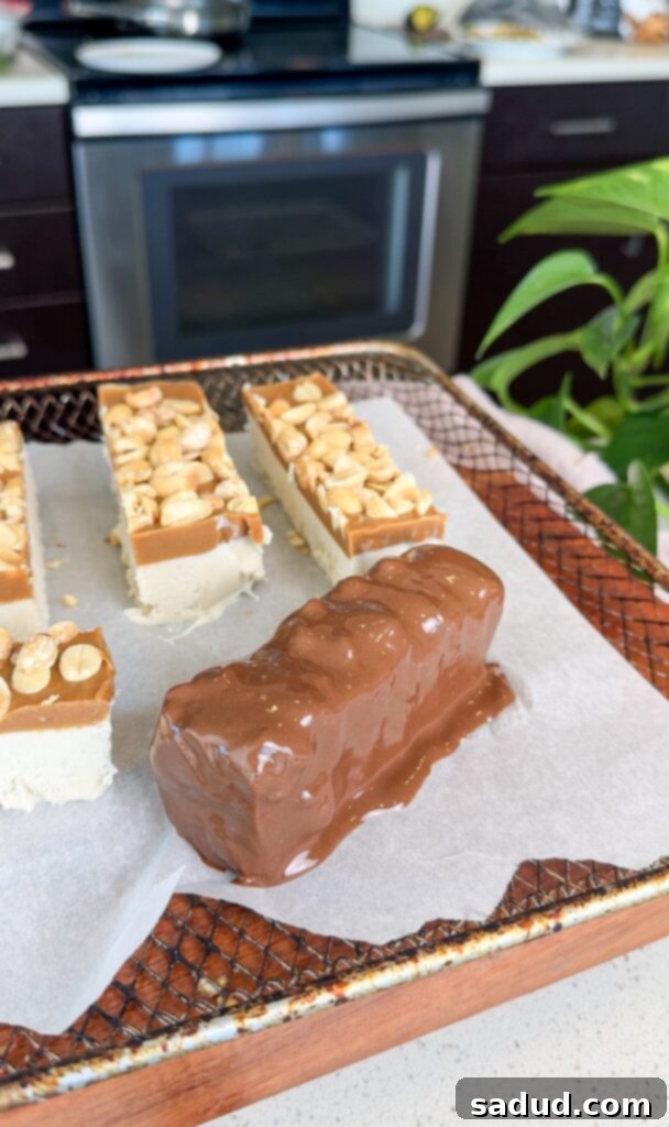 Step 3: Dipping bars in melted chocolate.