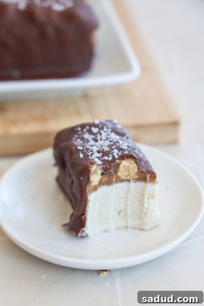 Layered snickers ice cream bars - dairy-free, gluten-free, refined sugar-free, vegan.