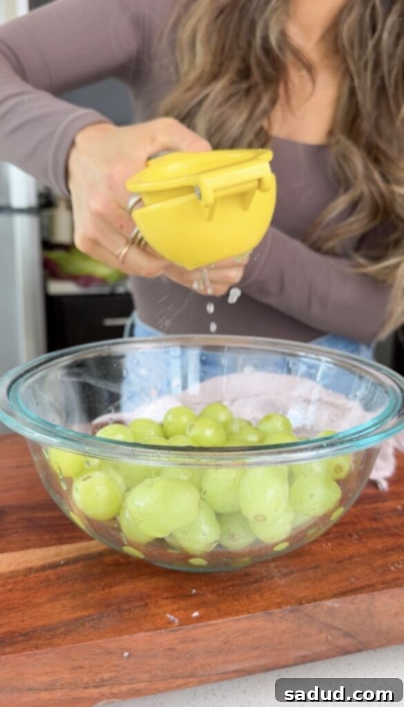 Process of making sour patch frozen grapes, step 1