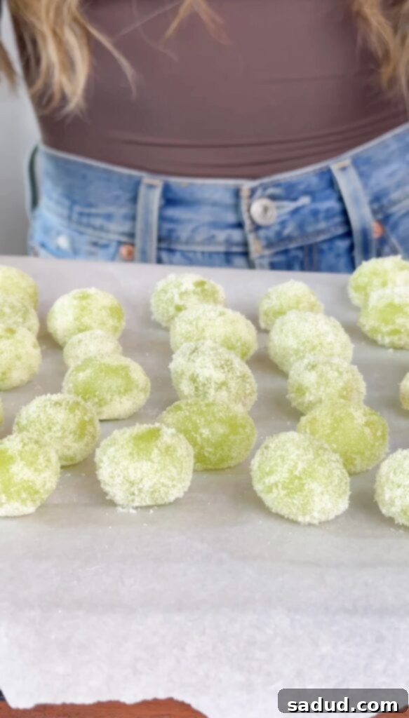 Process of making sour patch frozen grapes, step 3
