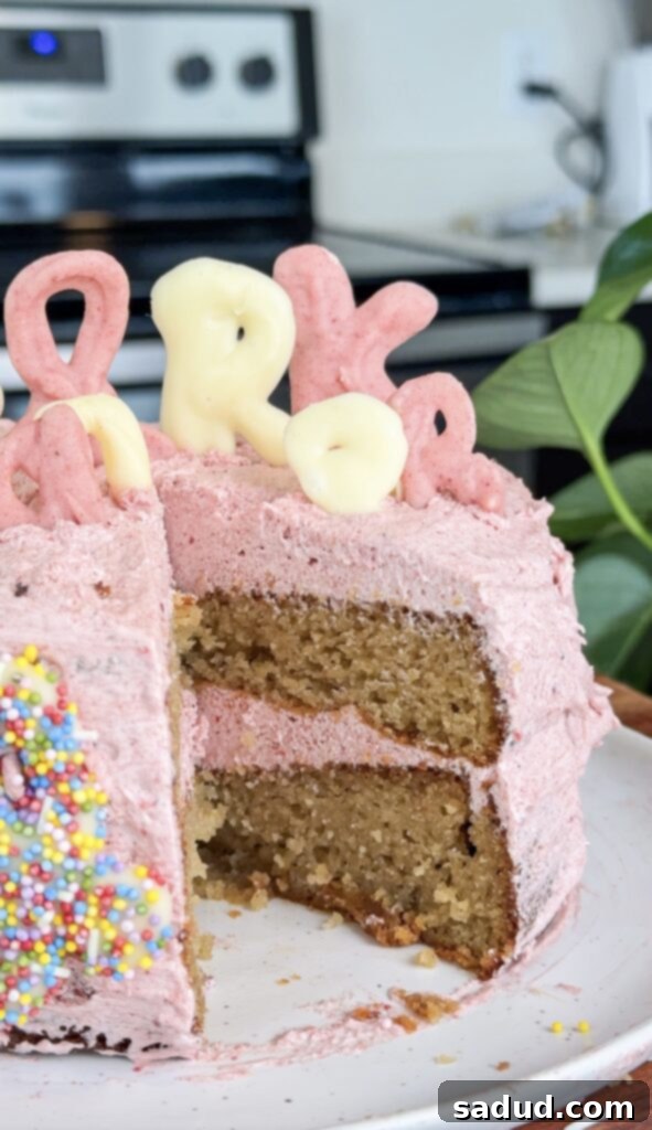 Zesty Paleo Strawberry Lemon Cake 2 Gluten-free strawberry lemon cake with pink frosting