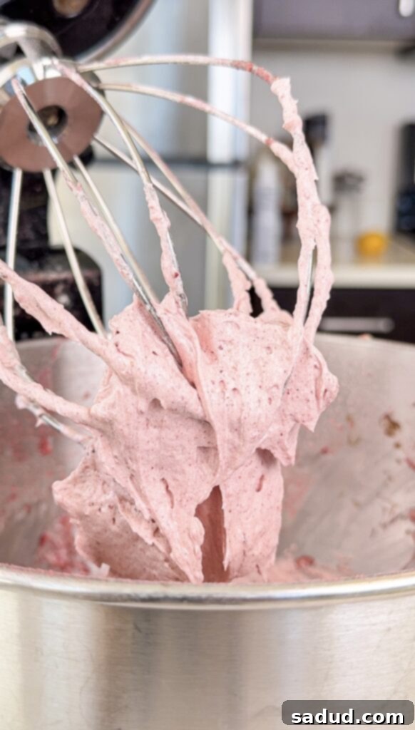 Homemade strawberry buttercream frosting process