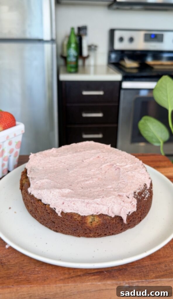Process of making healthy cake batter with strawberry whipped cream