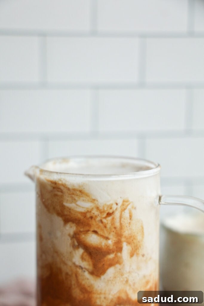 A healthy peanut butter latte with marshmallow fluff - dairy-free and paleo!