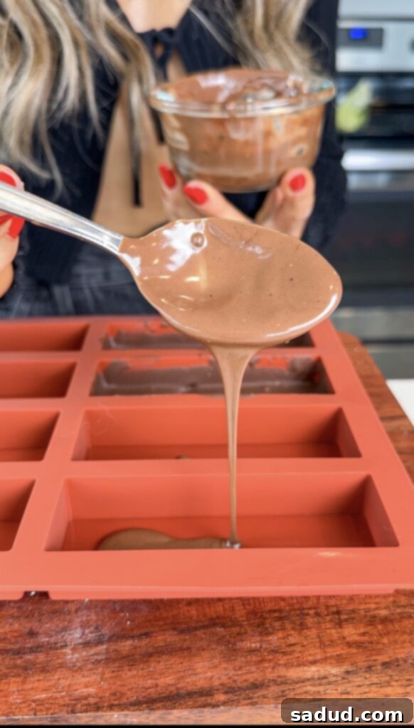 Process shot 1: Melting chocolate for the base of the frozen bars