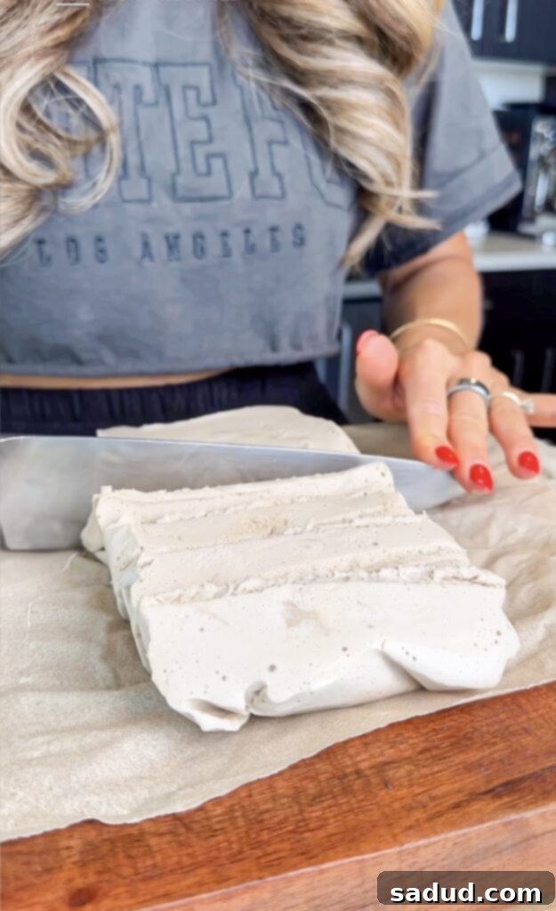 Mixing the marshmallow base for protein bars