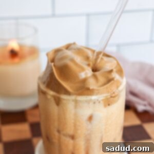 Healthy, homemade pumpkin spice latte with whipped coffee