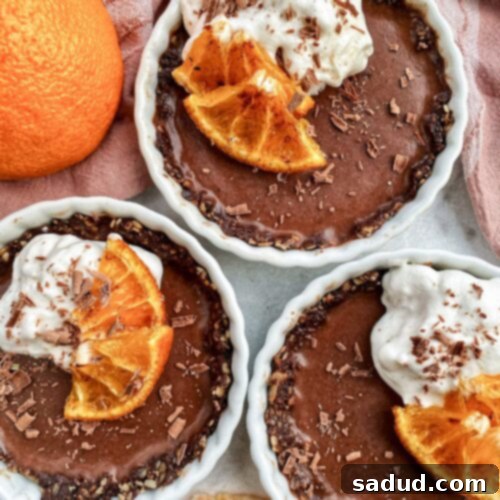 Sumo Citrus Ganache Tarts with a light topping and candied orange slices