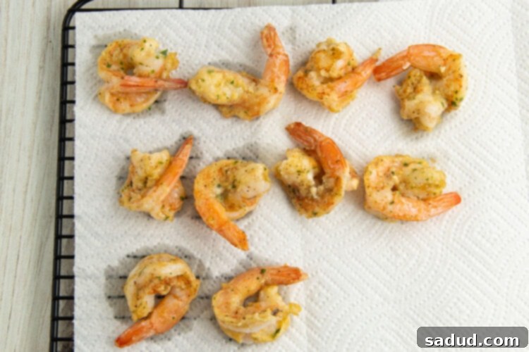 Shrimp on wire cooling rack.