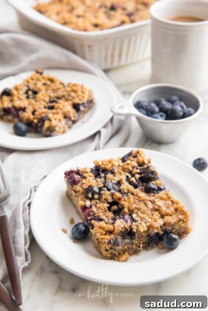 Two servings of baked oatmeal on white plates