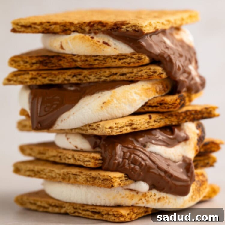 3 air fryer s'mores stacked on top of each other.